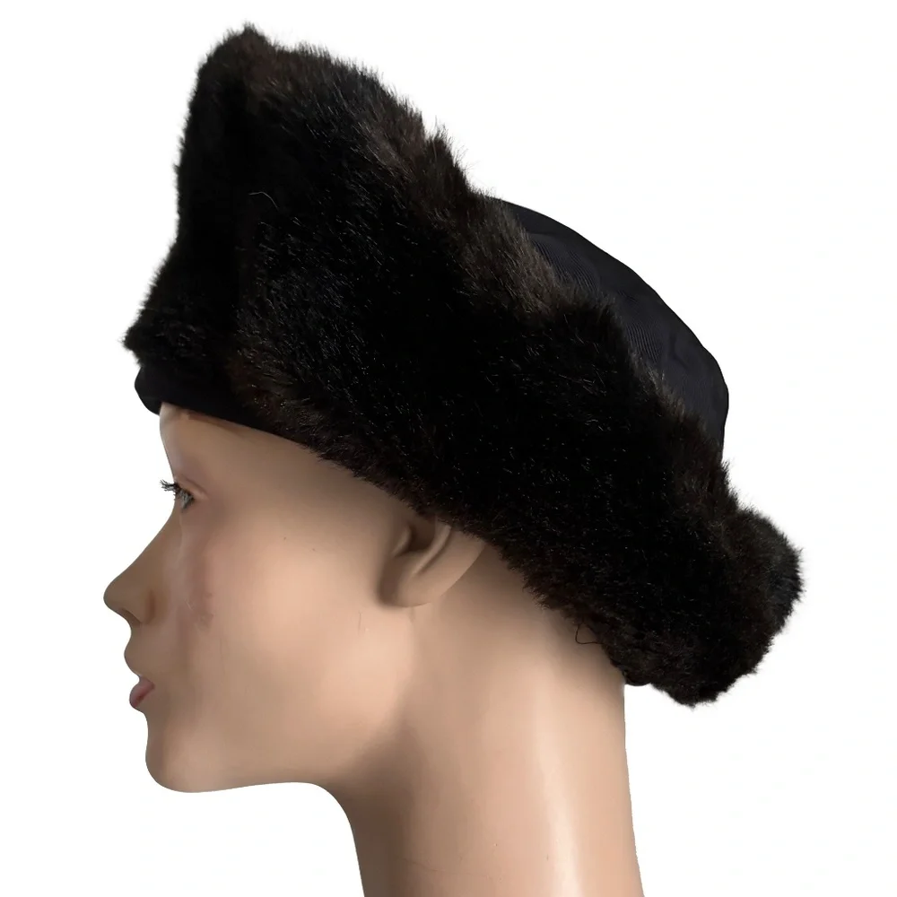 Norma Kamali for Stetson Hat Faux Fur Cossack Style Trapper Vintage 1980s OSFM